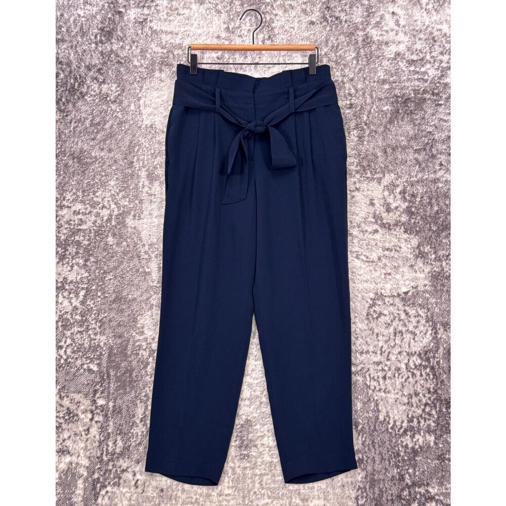 Boden Pants 8 Womens Blue Paperbag Pleated Ankle Trousers